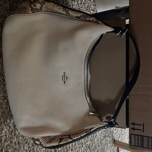 Coach Cream and Tan Leather Shoulder Bag